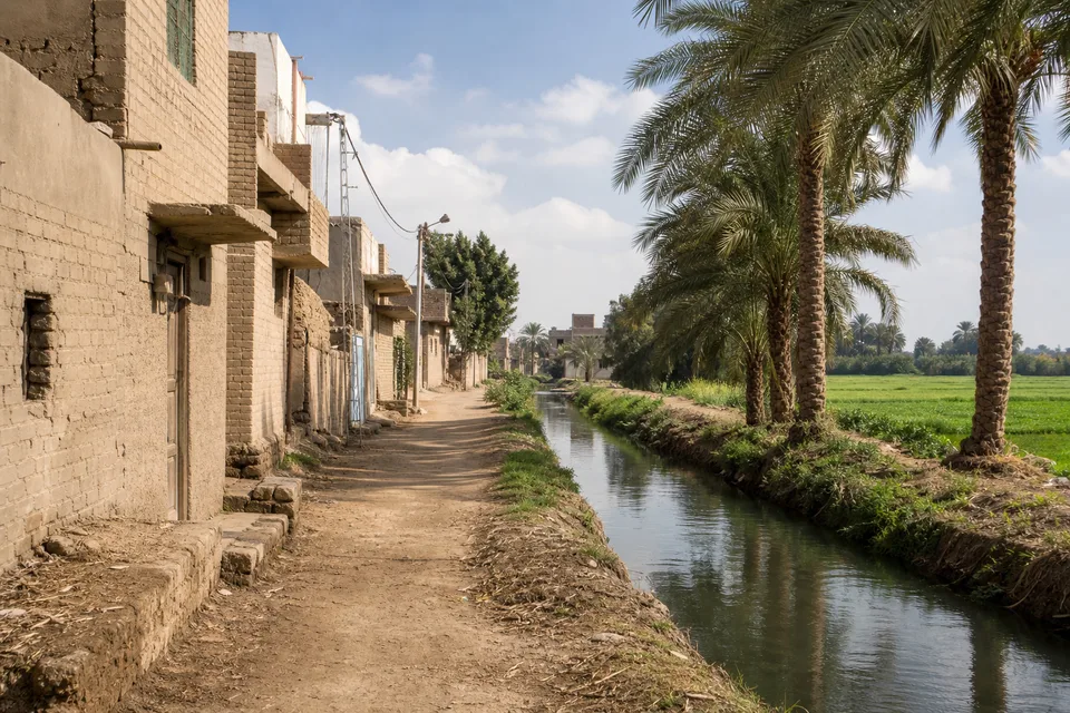 طريق ريفي غير ممهد في مثال تخيلي قبل التطوير